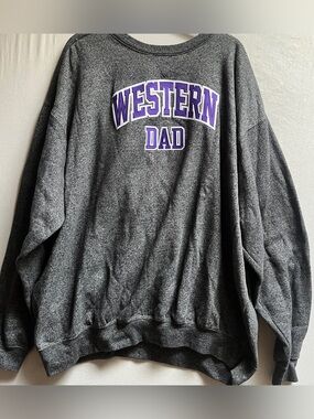Western Dad Heather Gray Oversized Crewneck Sweatshirt 2XL